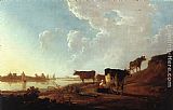 Aelbert Cuyp Famous Paintings - River Scene with Milking Woman